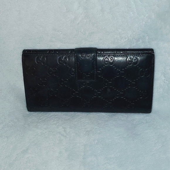 Gucci Black Guccissima Leather Flap Continental Wallet - Picture 2 of 16